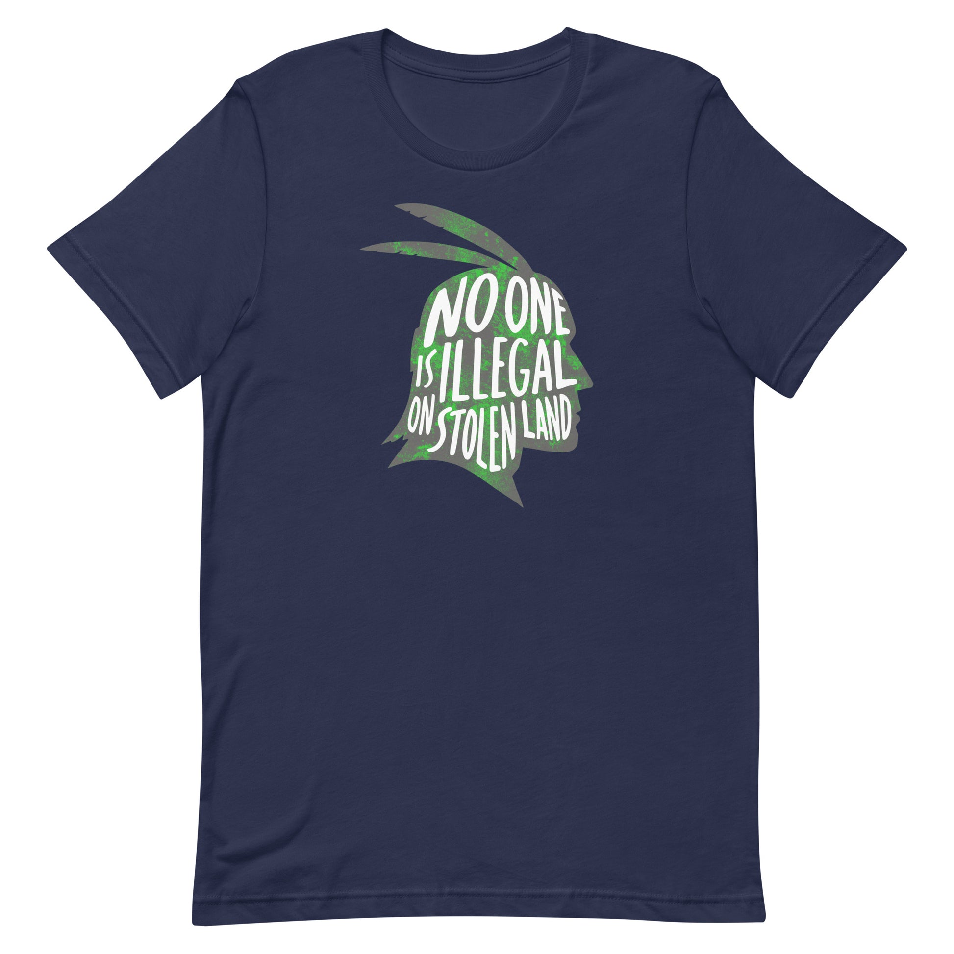 Front View Image: No One Is Illegal On Stolen Land Graphic Tee Front View