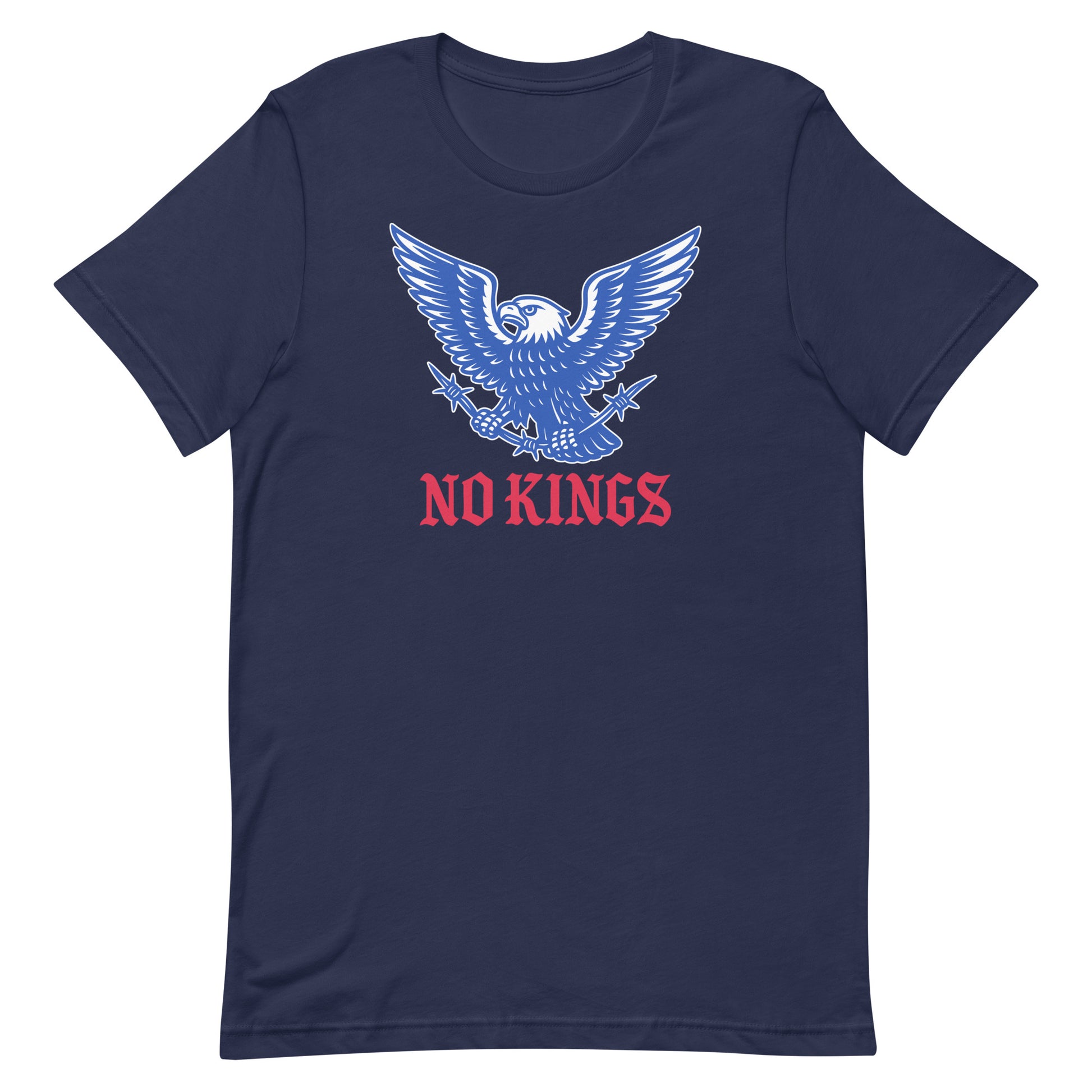 Front view of the "No Kings In America" Anti-Trump Patriotic Eagle Graphic Unisex T-Shirt