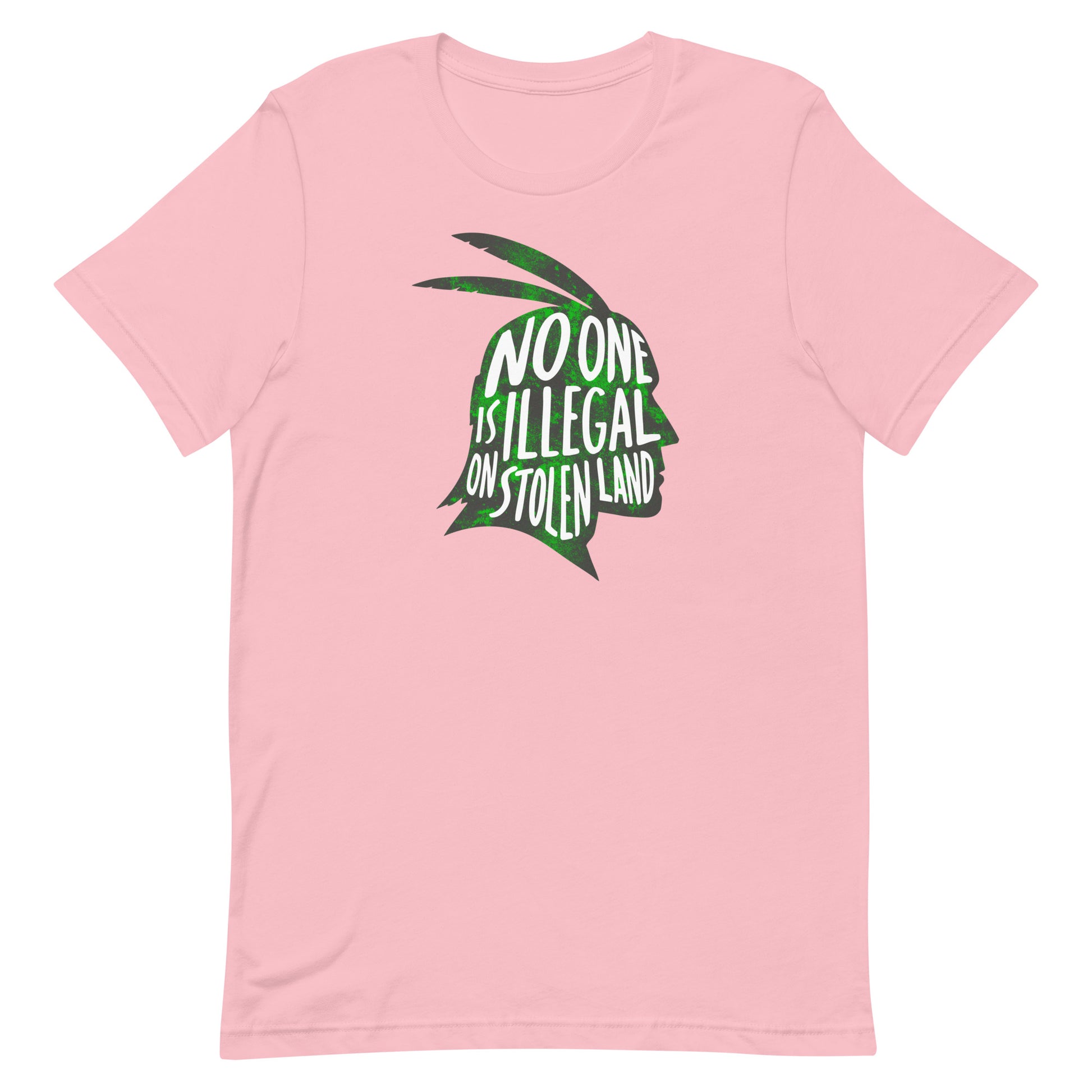 Front View Image: No One Is Illegal On Stolen Land Graphic Tee Front View