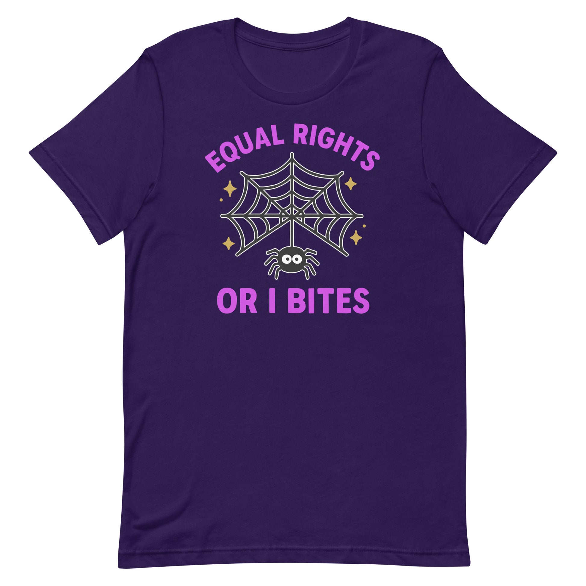 Purple “Equal Rights or I Bites” activist tee, Halloween equality theme for progressive voters and feminists.