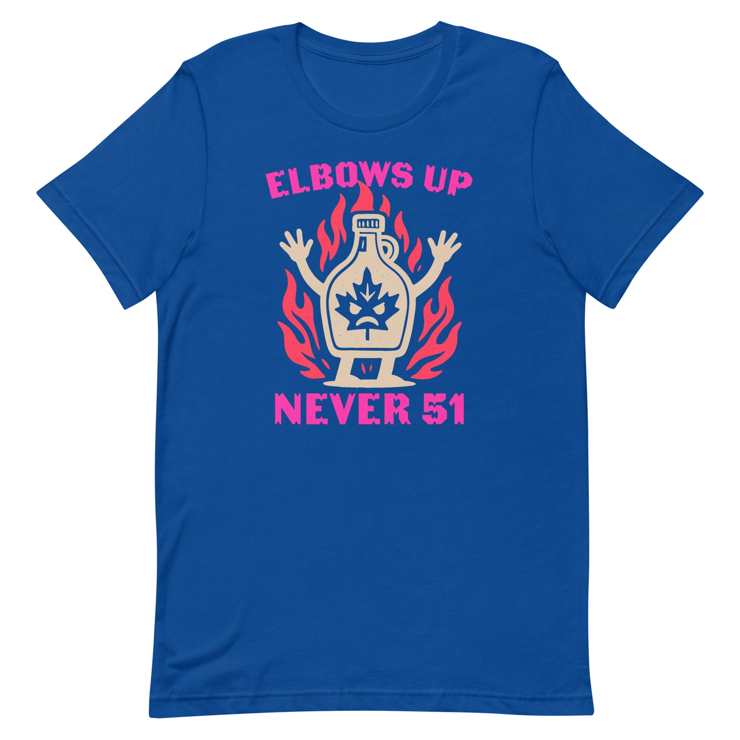 Front View Image: “Elbows Up Never 51” Canadian pride t-shirt on display