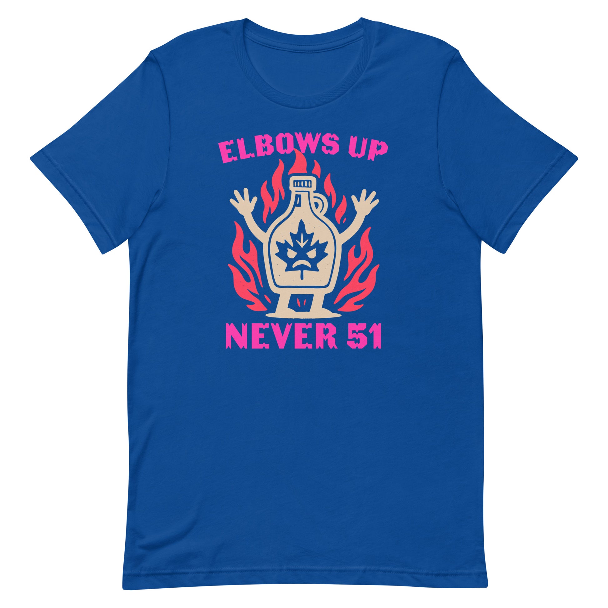 Front View Image: “Elbows Up Never 51” Canadian pride t-shirt on display