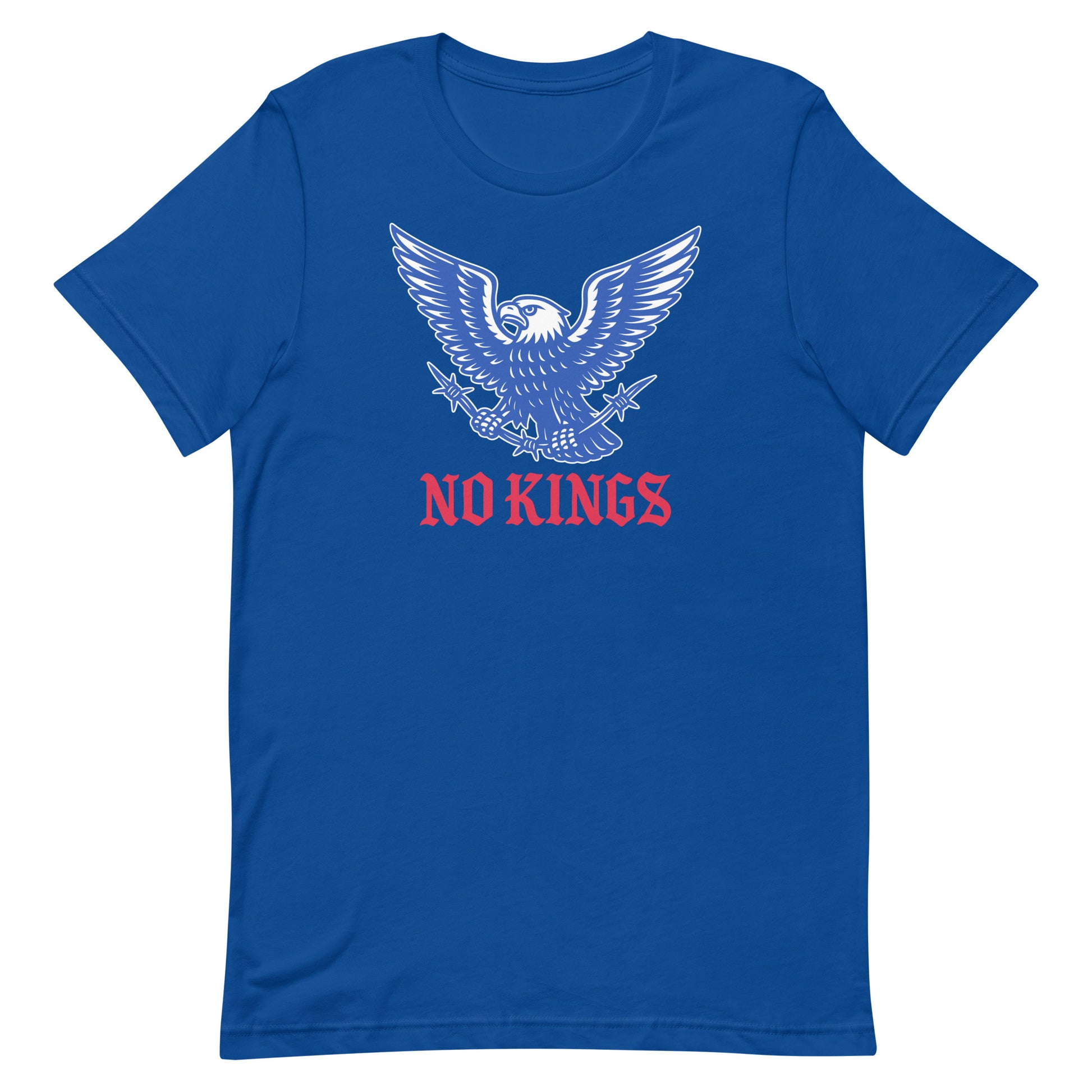 Front view of the "No Kings In America" Anti-Trump Patriotic Eagle Graphic Unisex T-Shirt