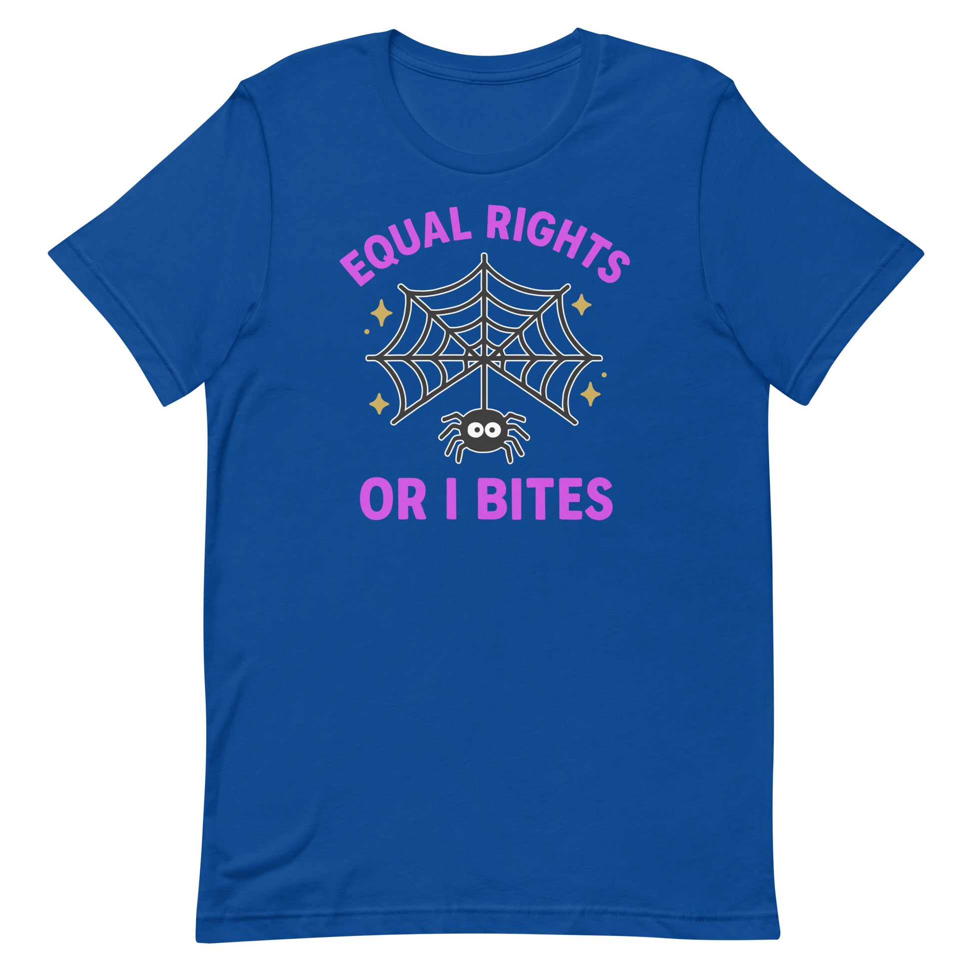 Royal Blue “Equal Rights or I Bites” Halloween shirt, bold activist design by Blue Wave USA apparel for equality supporters.