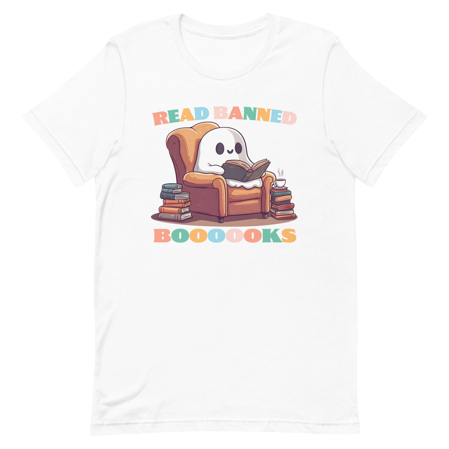 Read Banned Boooooks Cute Ghost Reading Books Unisex T-Shirt