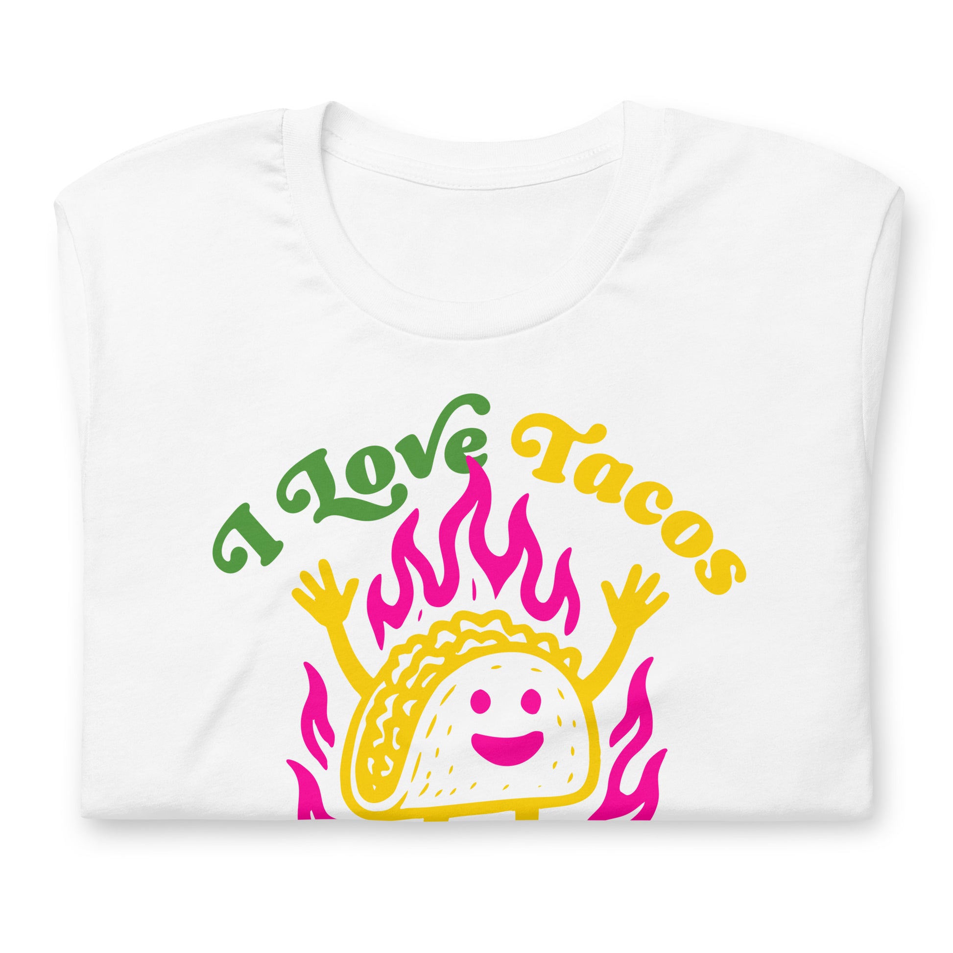 Close-Up of Design: “Close-up of bold taco and flames graphic with pro-Mexico message”