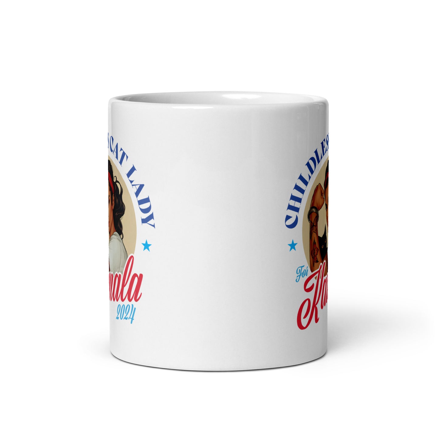 Childless Cat Lady For Kamala White Glossy Mug