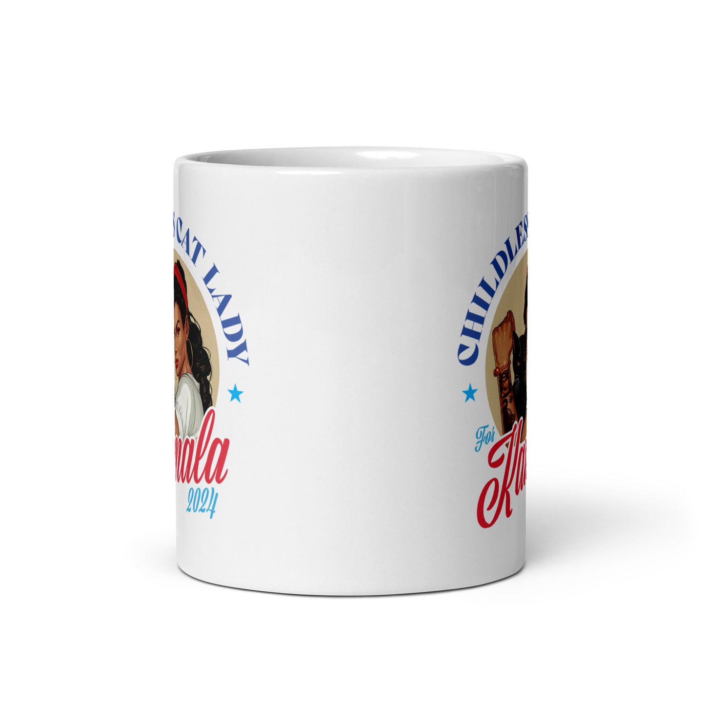 Childless Cat Lady For Kamala White Glossy Mug