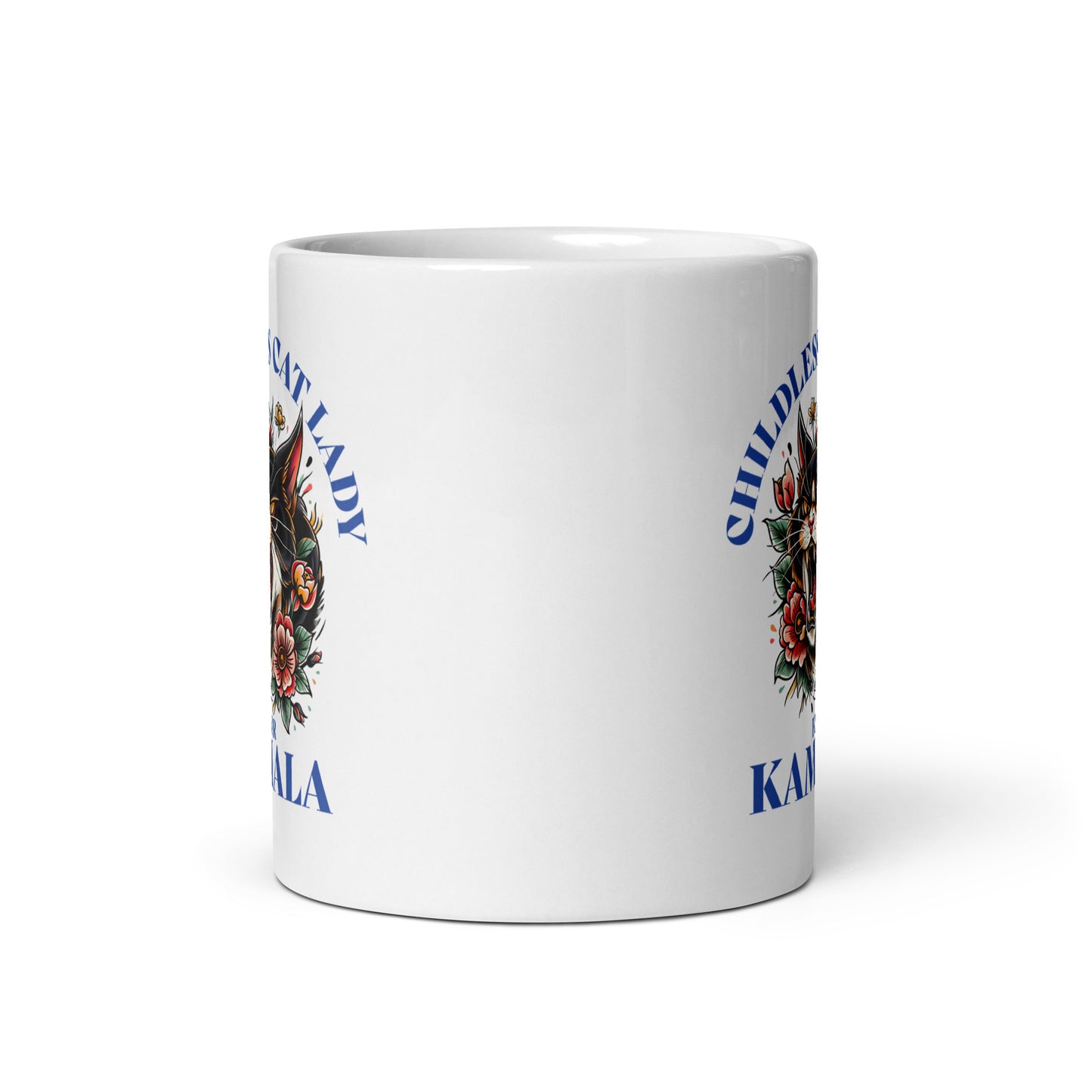 Childless Cat Lady For Kamala White Glossy Mug