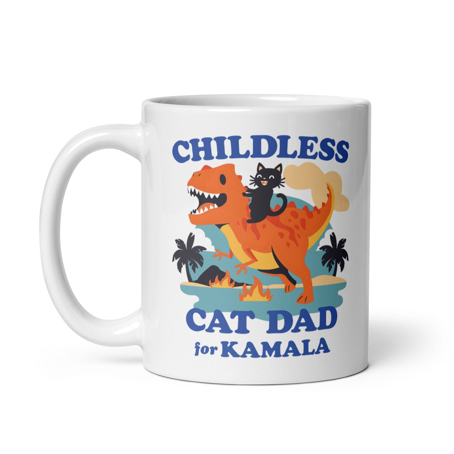 Childless Cat Dad For Kamala White Glossy Mug