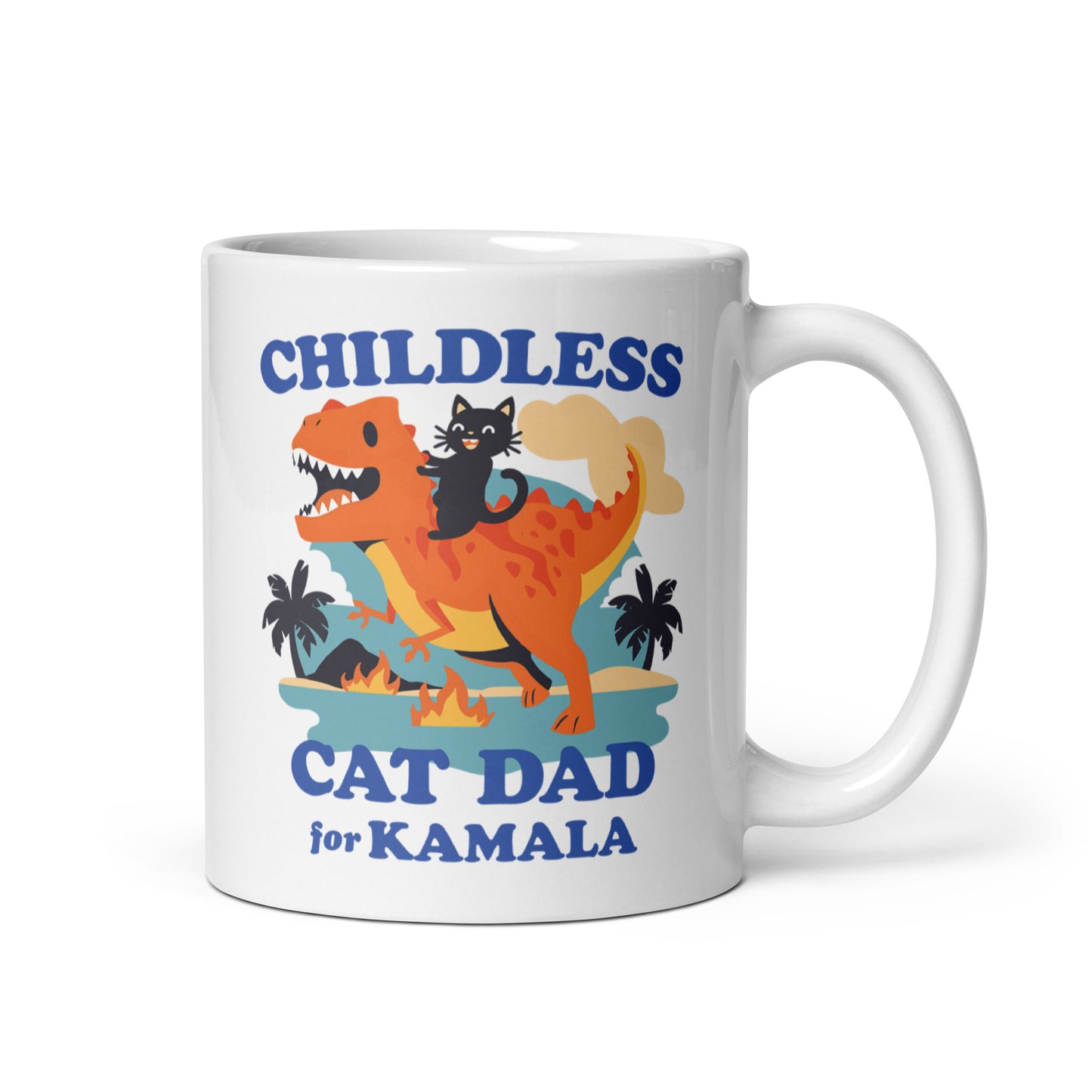 Childless Cat Dad For Kamala White Glossy Mug