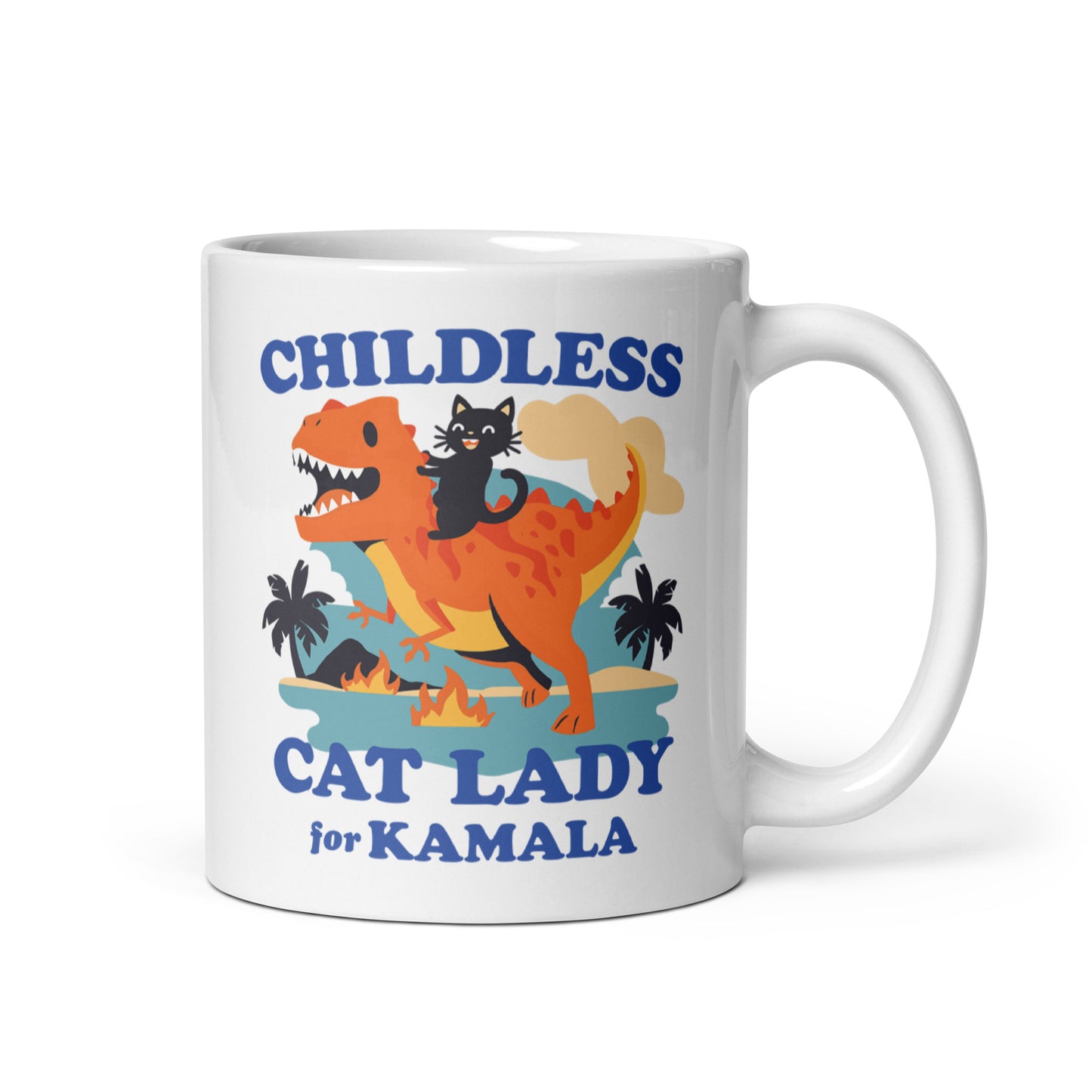 Childless Cat Lady For Kamala White Glossy Mug