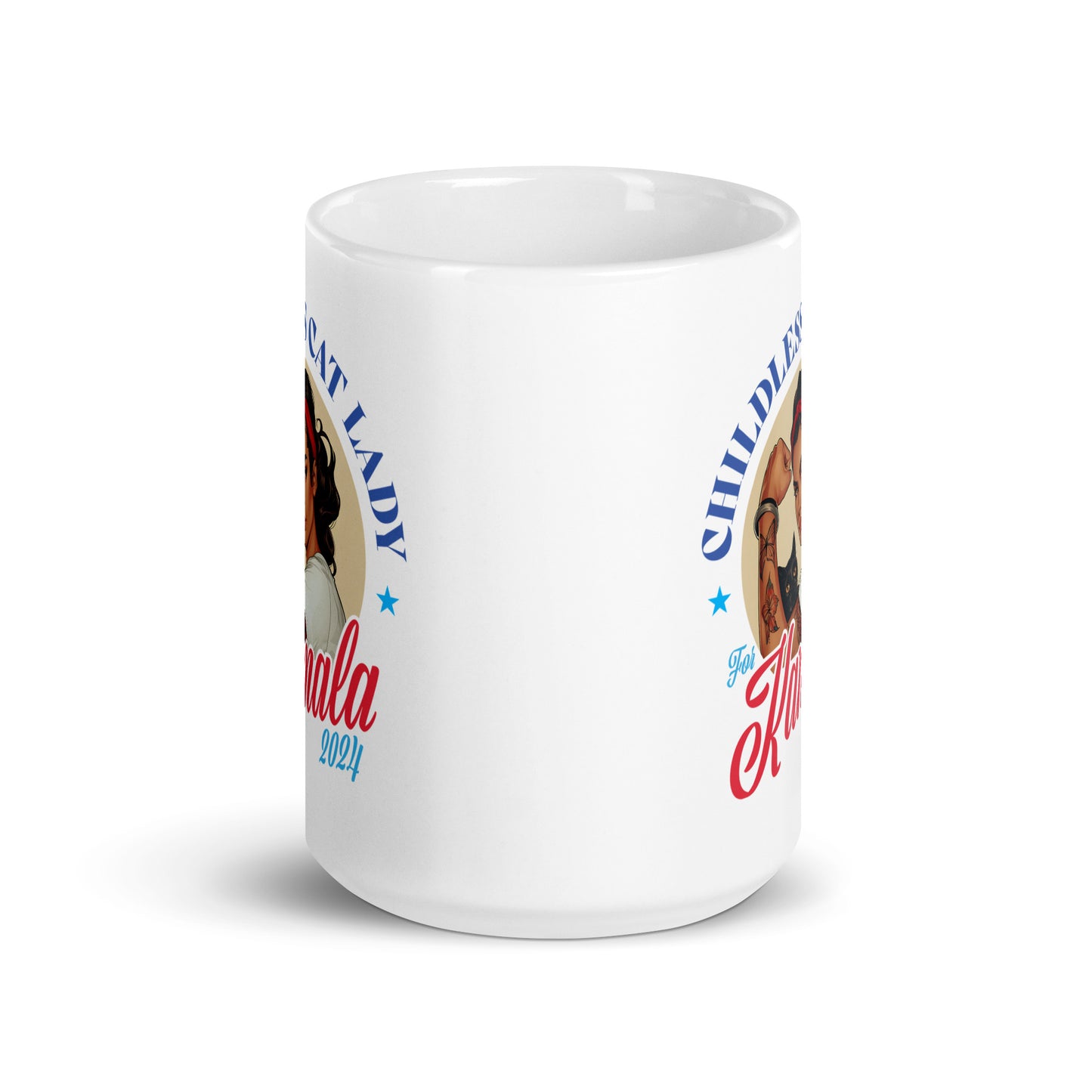 Childless Cat Lady For Kamala White Glossy Mug