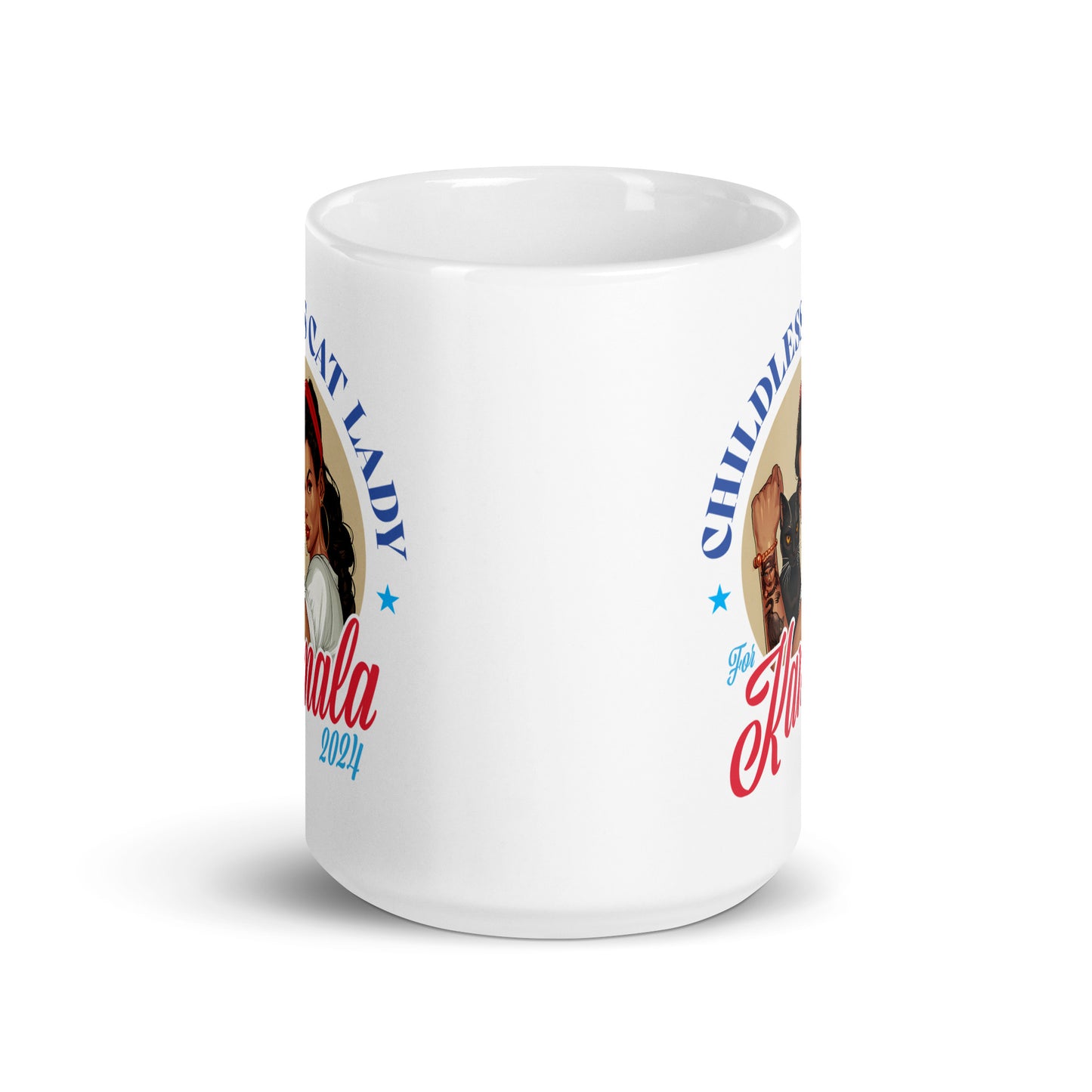 Childless Cat Lady For Kamala White Glossy Mug