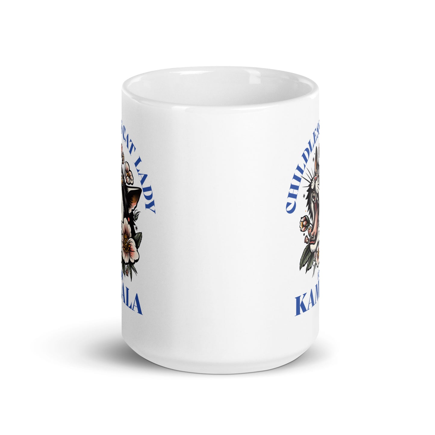 Childless Cat Lady For Kamala White Glossy Mug