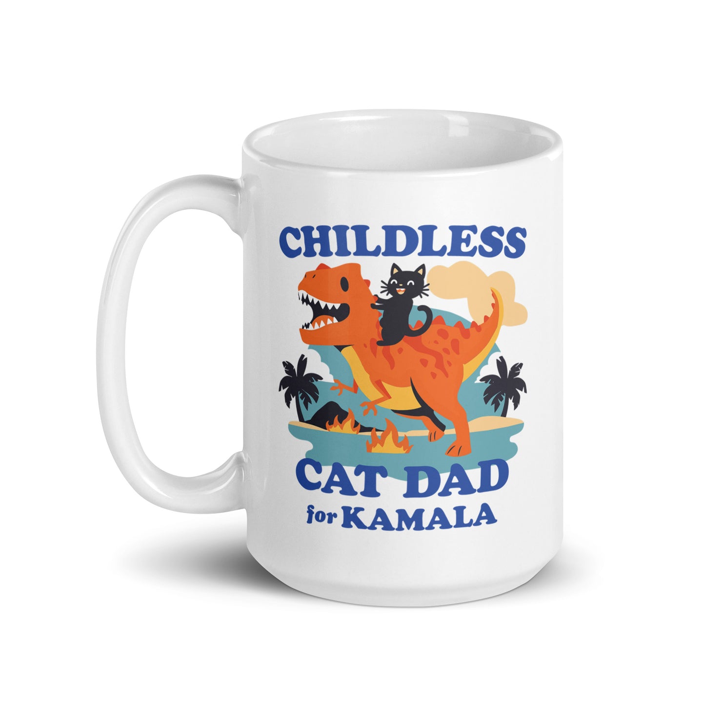 Childless Cat Dad For Kamala White Glossy Mug