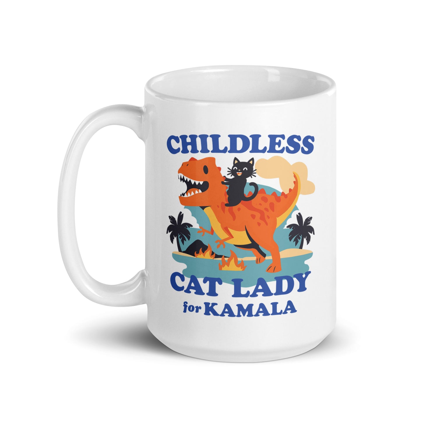 Childless Cat Lady For Kamala White Glossy Mug