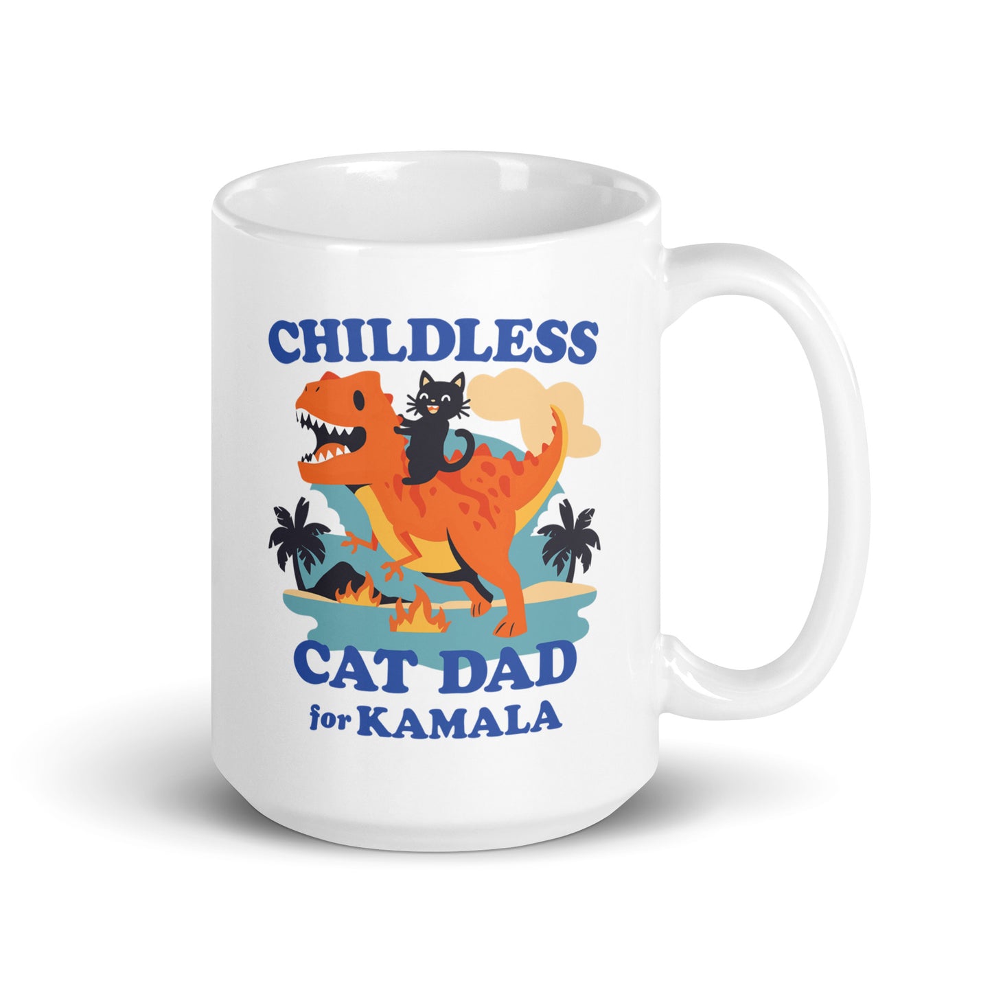 Childless Cat Dad For Kamala White Glossy Mug