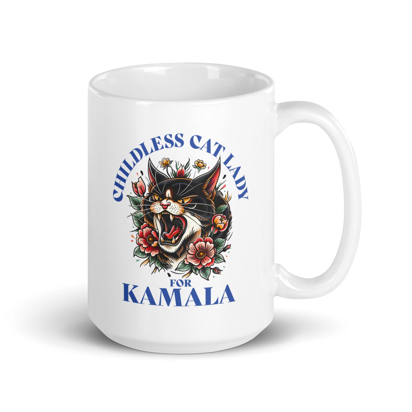 Childless Cat Lady For Kamala White Glossy Mug